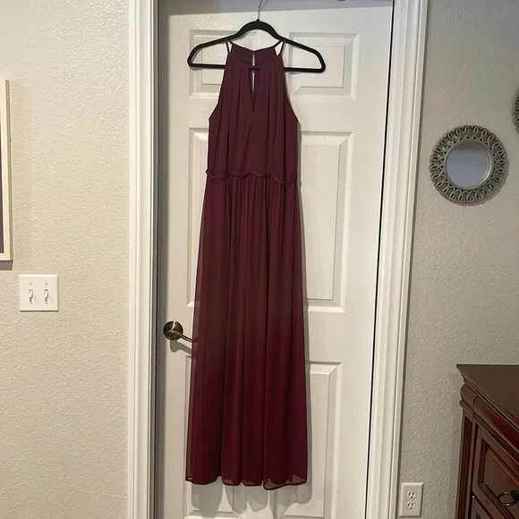 wine color bridesmaid dress 2025 Wine V-Neck Burgundy Chiffon Bridesmaid Dresses Burgundy / 14